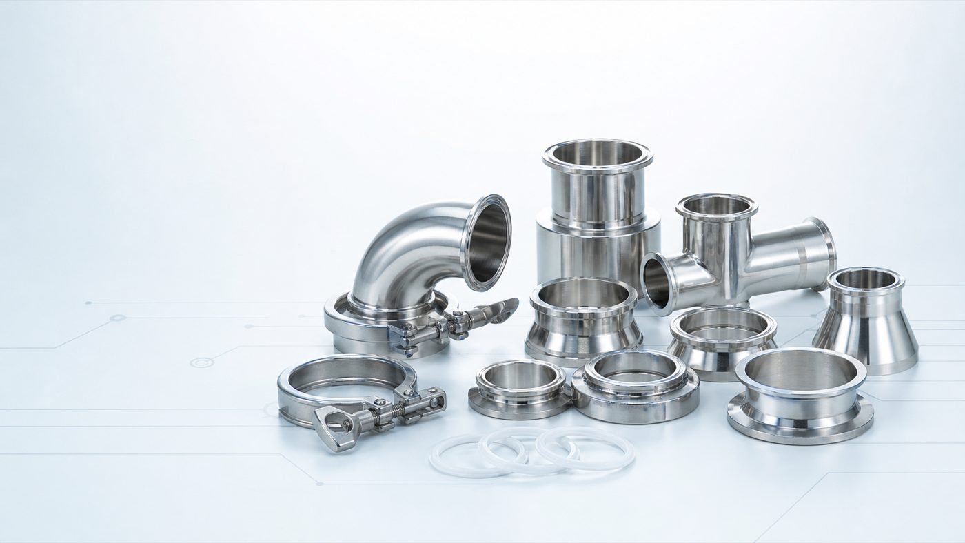 Sanitary stainless steel fittings, ferrules, clamps, reducers and valves for B2B supply